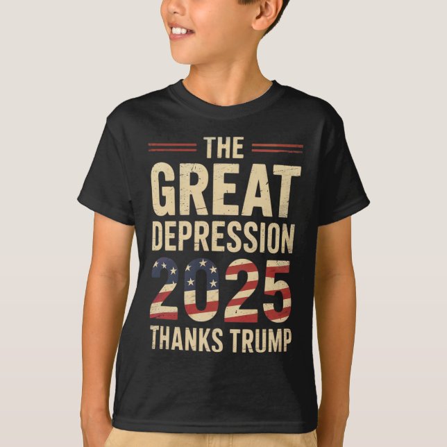 Camiseta Great Depression 2025 Thanks Trump Ironic Politica (Frente)