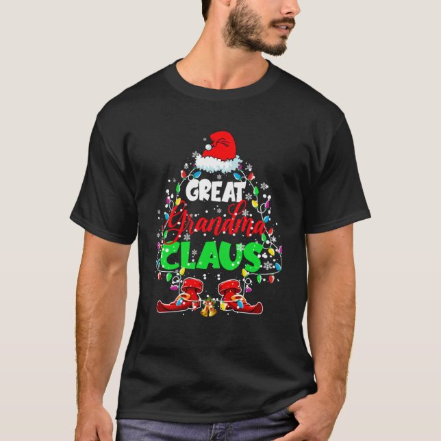 Camiseta Great Grandma Claus Christmas Tree Xmas Lights San (Frente)