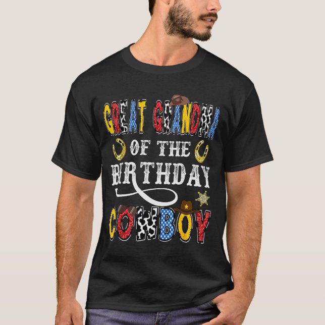 Camiseta Great Grandma Of The Birthday Cowboy Western Rodeo (Frente)