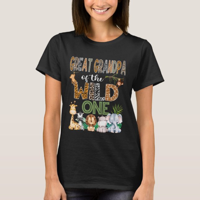 Camiseta Great Grandpa of The Wild One 1St Birthday Safari  (Frente)