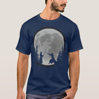 Camiseta Great Kendo Samurais With Moon Design Japan Warrio