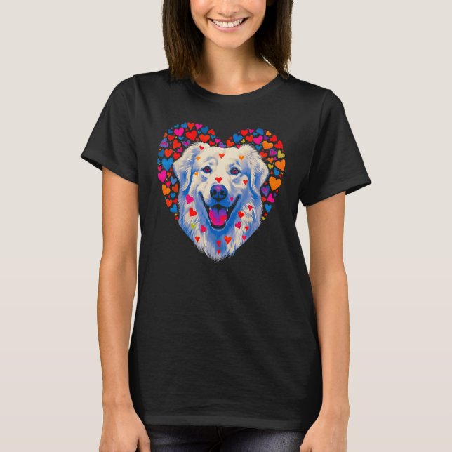 Camiseta Great Pyrenees Dog Blue Red Heart (Frente)