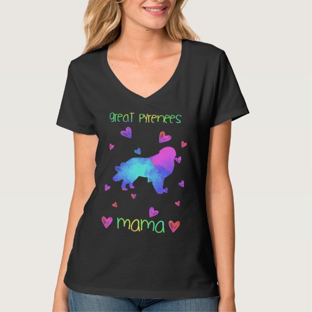 Camiseta Great Pyrenees Mama Colorful  Dog Mom (Frente)