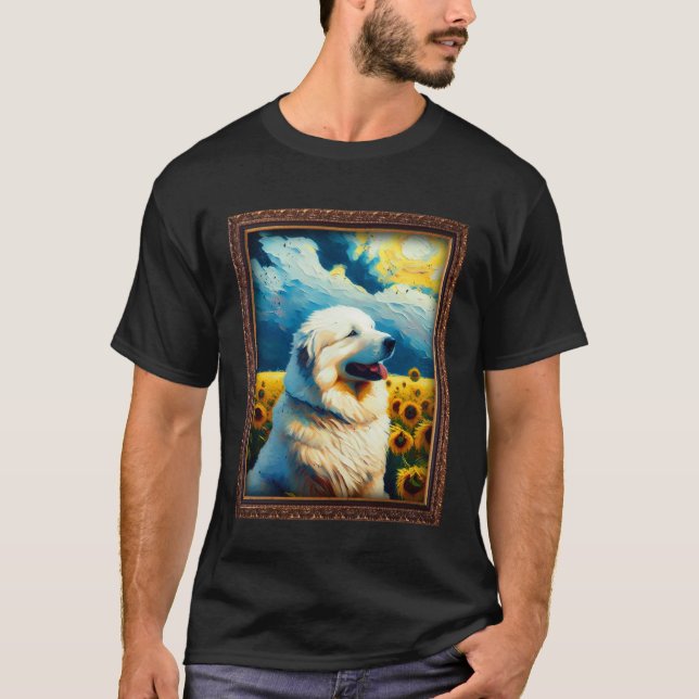 Camiseta Great Pyrenees Painting Sunflower Flower Mom Women (Frente)