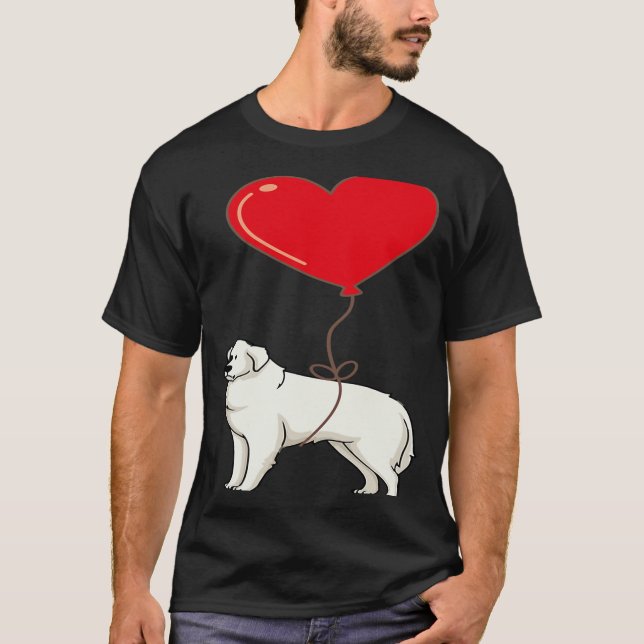 Camiseta Great Pyrenees With Heart Balloon Valentines Day L (Frente)