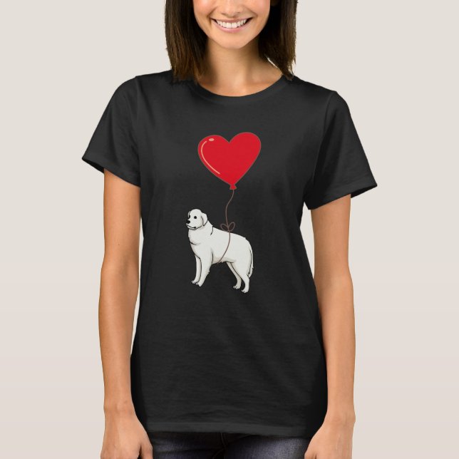 Camiseta Great Pyrenees With Heart Balloon Valentines Day L (Frente)