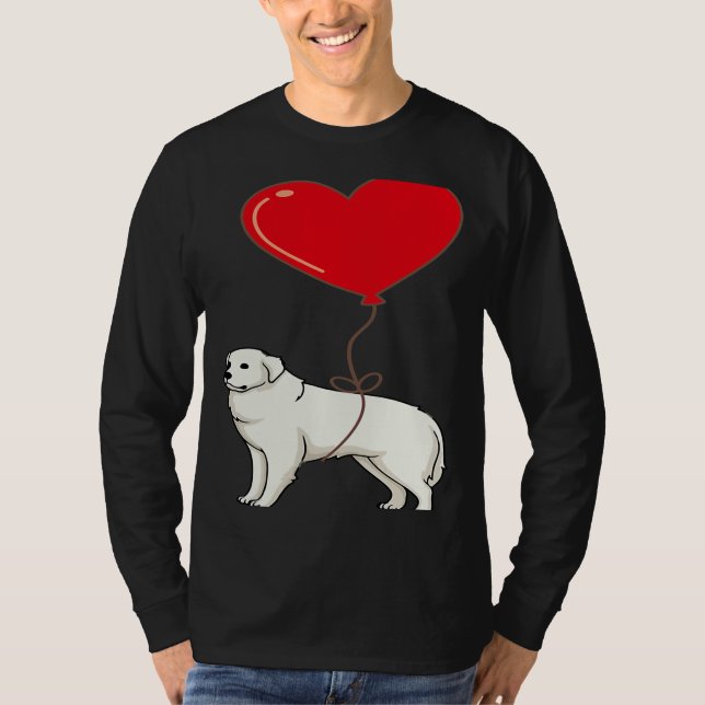 Camiseta Great Pyrenees With Heart Balloon Valentines Day L (Frente)