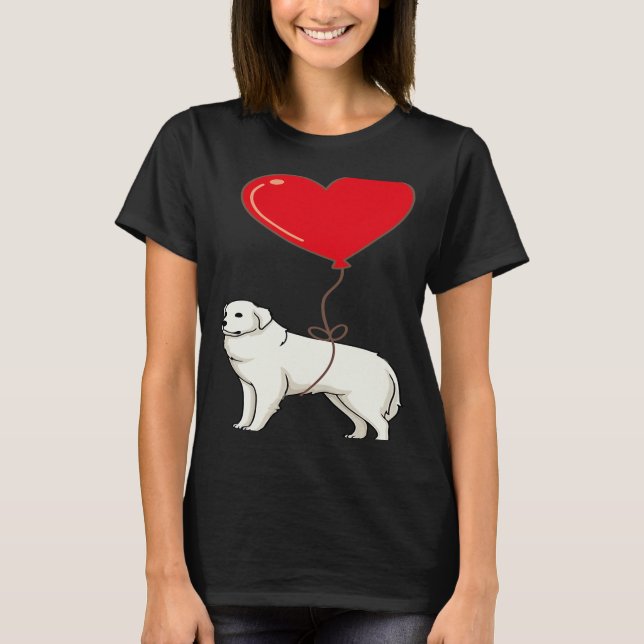 Camiseta Great Pyrenees With Heart Balloon Valentines Day L (Frente)