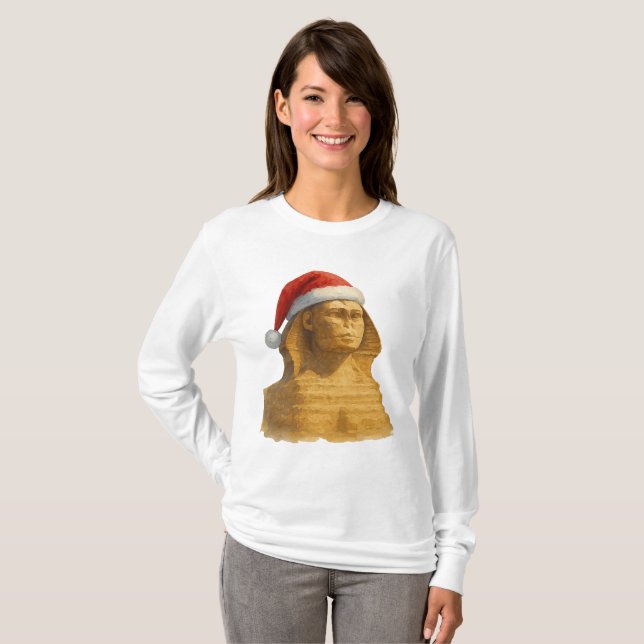 Camiseta Great Sphinx Santa Hat Ancient egypt christmas (Frente Completa)