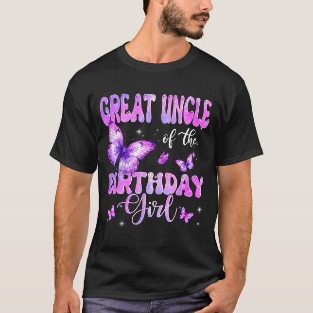 Camiseta Great Uncle Of The Birthday Girl Butterfly Family  (Frente)