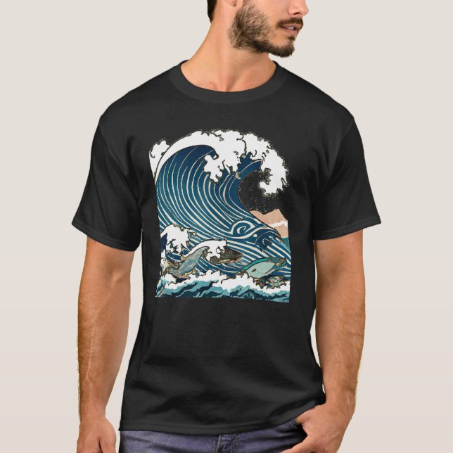 Camiseta Great Wave Of Kanagawa Japanese Ukiyo e Men Women (Frente)