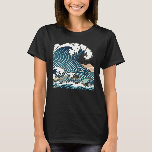Camiseta Great Wave Of Kanagawa Japanese Ukiyo e Men Women (Frente)