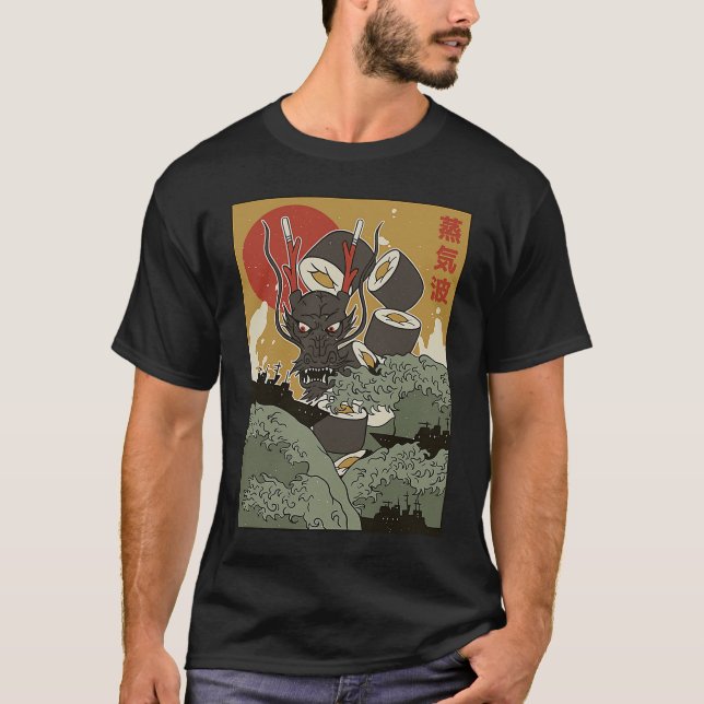 Camiseta Great wave of kanagawa Sushi Dragon Edo Period (Frente)
