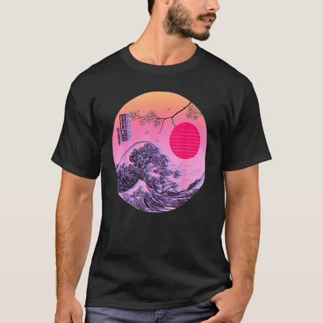 Camiseta Great Wave Off Kanagawa Japanese Aesthetic Retrowa (Frente)