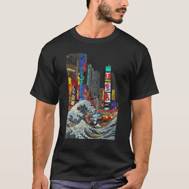 Camiseta Great Wave Off Kanagawa Japanese Vaporwave Men Wom (Frente)