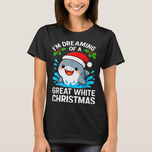 Camiseta Great White Christmas Shark Funny Santa Holiday Pu (Frente)