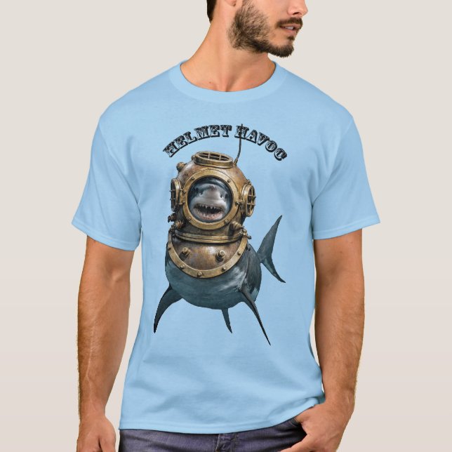 Camiseta Great White Shark Inside of a Diving Helmet URM (Frente)