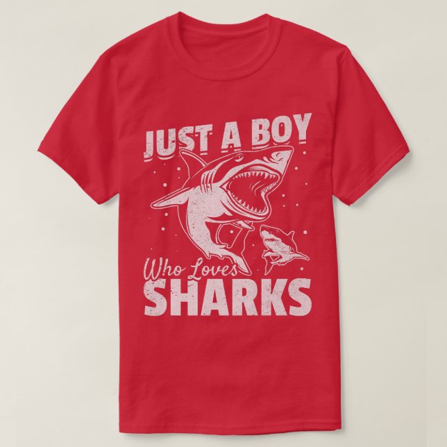 Camiseta Great White Shark Sharkfish I Just A Boy Who Loves (Frente do Design)
