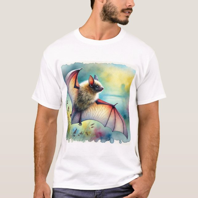 Camiseta Greater Noctule Bat 120924AREF149 - Watercolor (Frente)