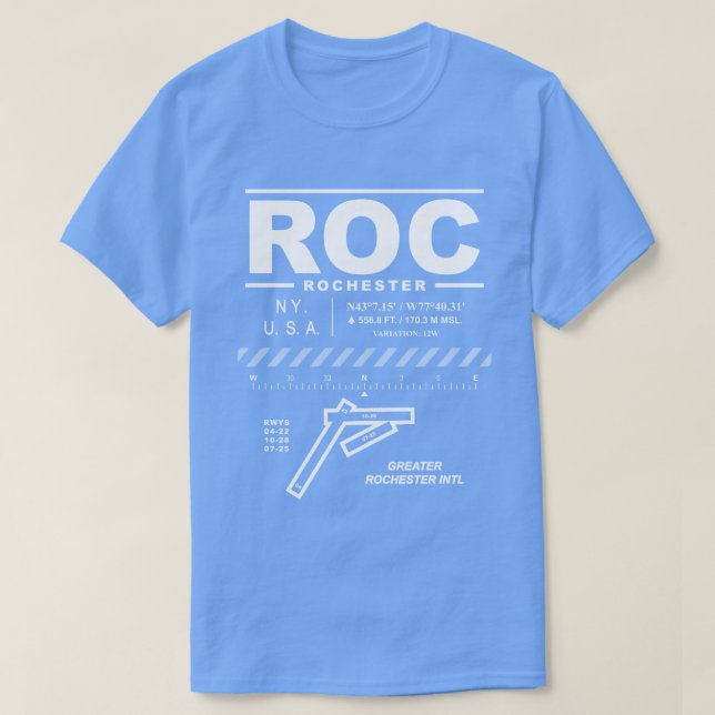 Camiseta Greater Rochester Int'l Airport ROC T-Shirt (Frente do Design)