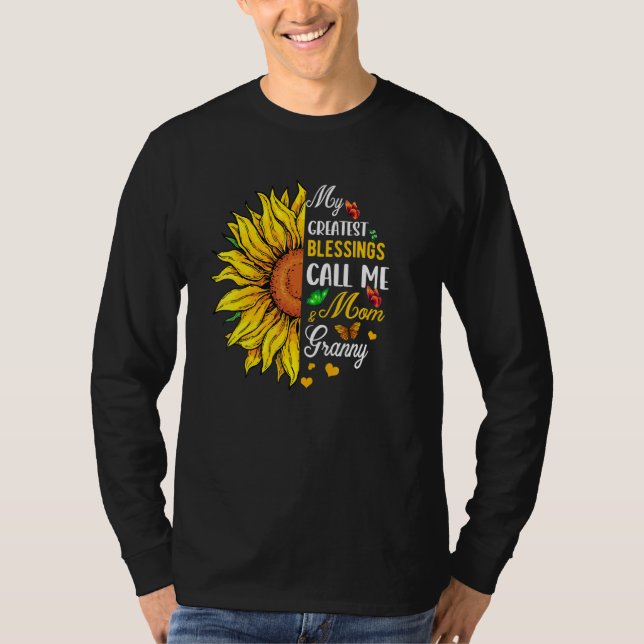 Camiseta Greatest Blessings Call Me Mom And Granny Cute Sun (Frente)