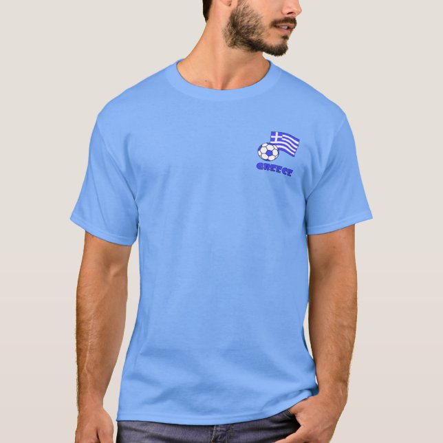 Camiseta Grécia com Bandeira Grega e Bola de Futebol (Frente)