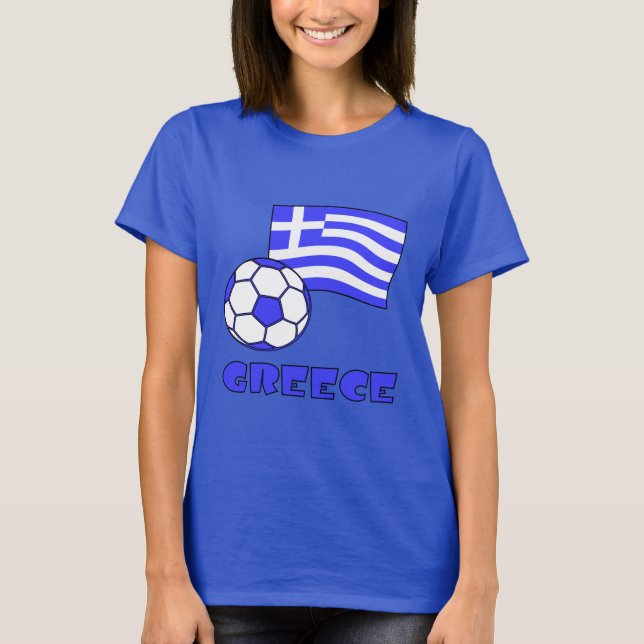 Camiseta Grécia com Bandeira Grega e Bola de Futebol (Frente)