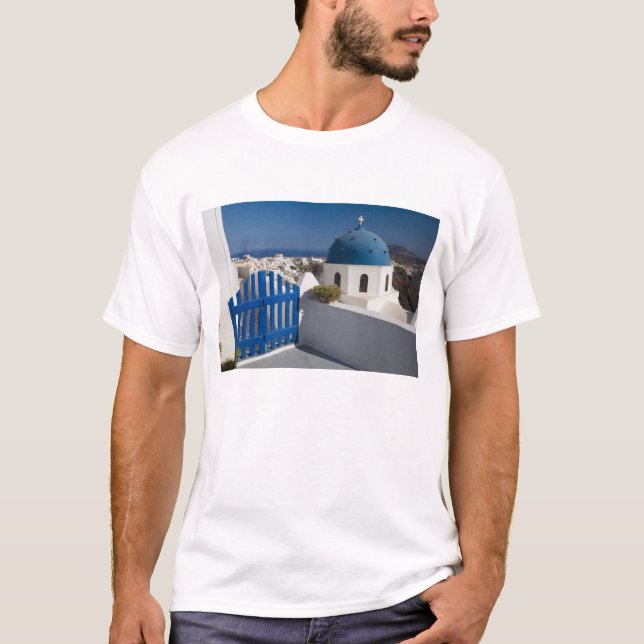 Camiseta Grécia e Ilha Grega de Santorini a partir do (Frente)