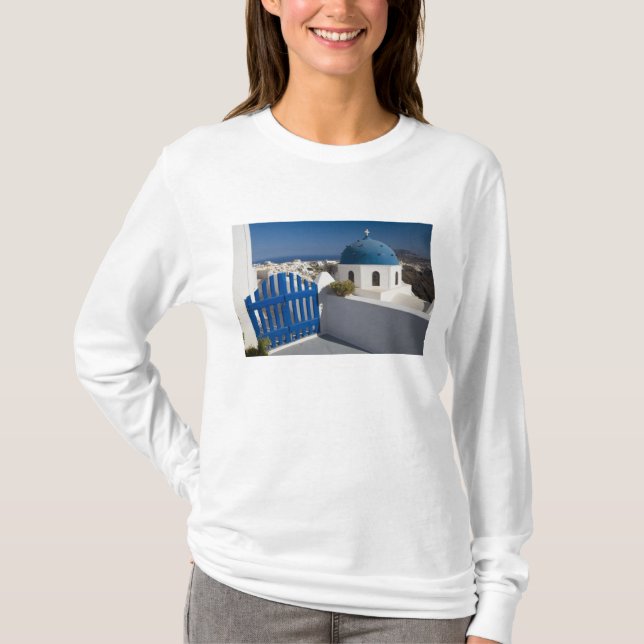 Camiseta Grécia e Ilha Grega de Santorini a partir do (Frente)