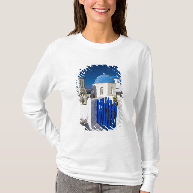 Camiseta Grécia e ilha grega de Santorini, cidade de Oia 3 (Frente)