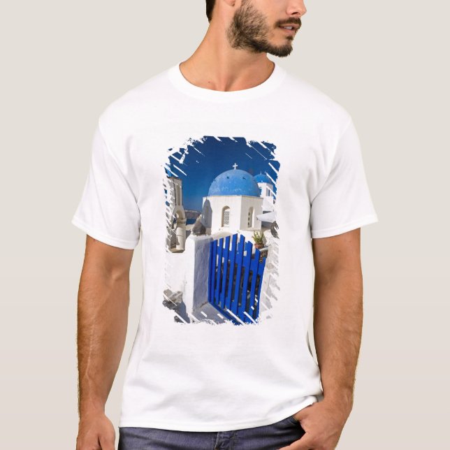 Camiseta Grécia e ilha grega de Santorini, cidade de Oia 3 (Frente)