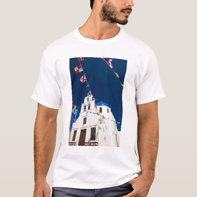 Camiseta Grécia e ilha grega de Santorini, cidade de Oia 4 (Frente)