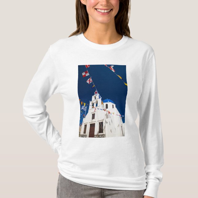 Camiseta Grécia e ilha grega de Santorini, cidade de Oia 4 (Frente)