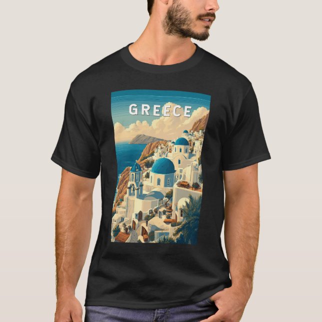 Camiseta Grécia Illustration Viagem Art Vintage (Frente)