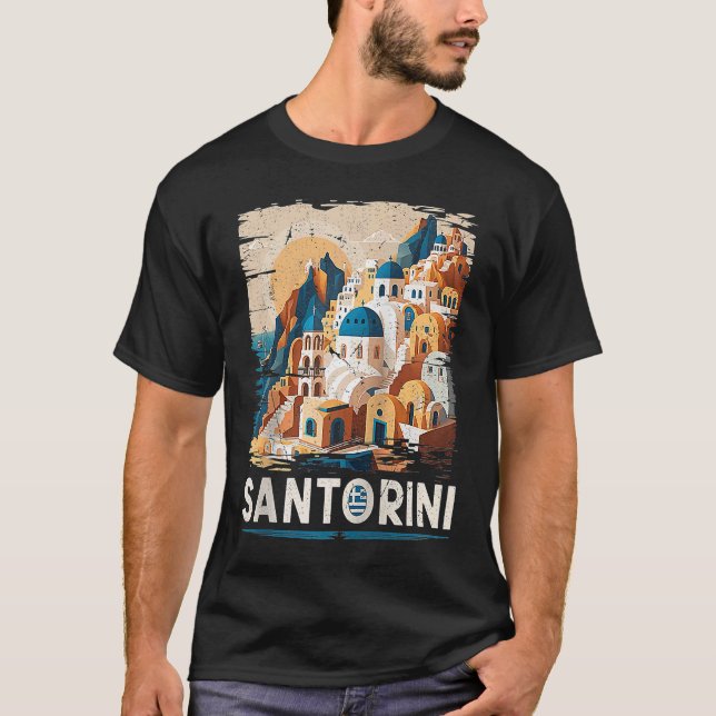 Camiseta Grécia Santorini Bandeira Grécia Vacinação Souveni (Frente)