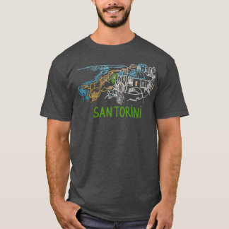 Camiseta Grécia Santorini Homens de Arte Desenhados à Mão Ú