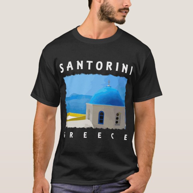 Camiseta Grécia Santorini, ilha grega do Mediterrâneo (Frente)