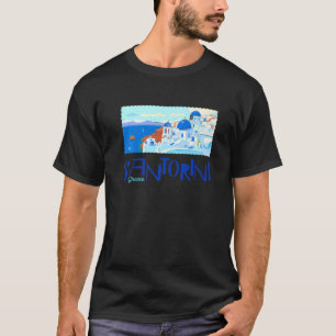 Camiseta Grécia Santorini Skyline White E Blue Houses Oce