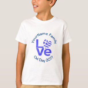 Camiseta Grécia Sinalizador de Coração Azul LOVE Personaliz