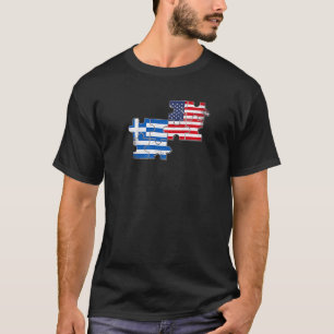 Camiseta Grécia Usa Love Roots na bandeira grega americana