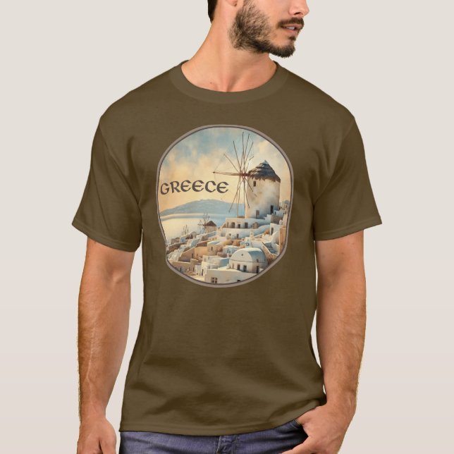 Camiseta Grécia Windmills de Mykonos (Frente)