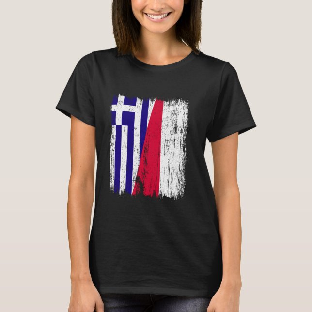 Camiseta Greece Poland Half Flag Greek Polish Ancestry (Frente)