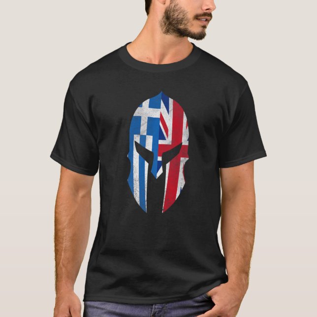 Camiseta Greece UK Flag British Greek Roots Helmet (Frente)