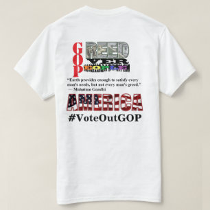 Camiseta GREED OVER PESSOAS AMERICA Vote GOP Out