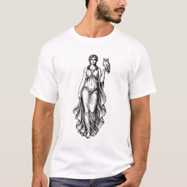 Camiseta Greek beautifull goddess with owl bird on her arm