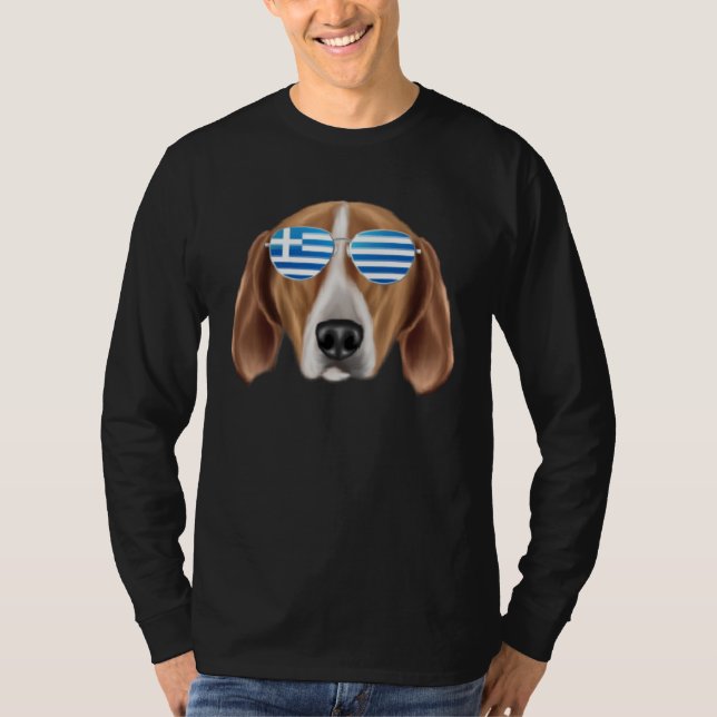 Camiseta Greek Flag English Foxhound Dog Greece Pocket (Frente)