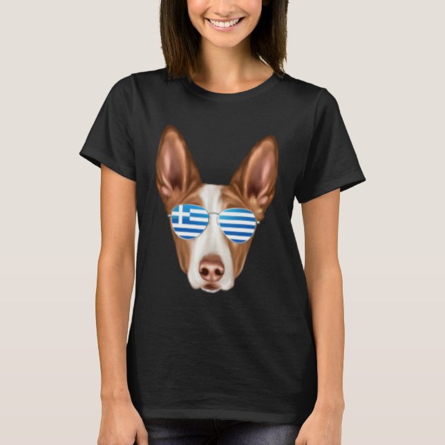 Camiseta Greek Flag Ibizan Hound Dog Greece Pocket (Frente)