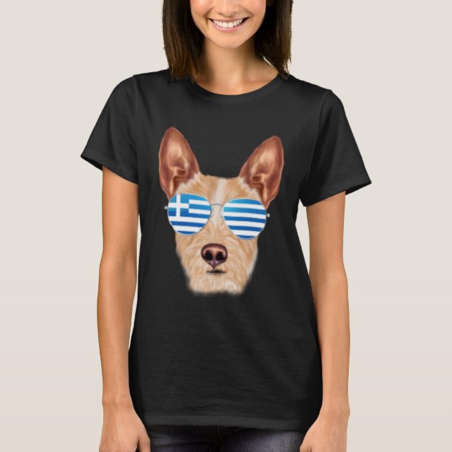 Camiseta Greek Flag Portuguese Podengo Pequeno Dog Greece P (Frente)
