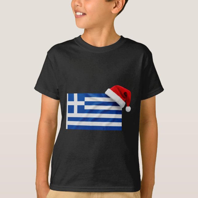 Camiseta Greek Flag Santa Hat Funny Greece Christmas Holida (Frente)
