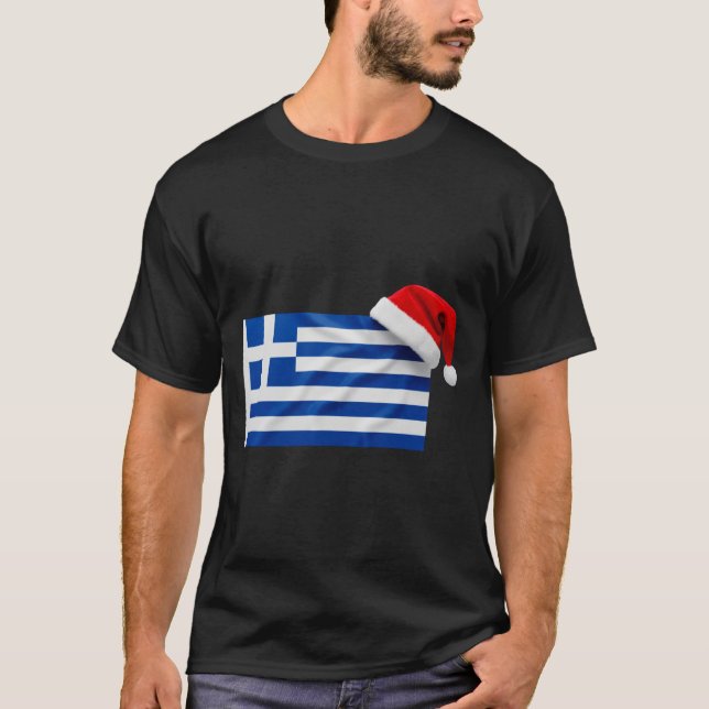 Camiseta Greek Flag Santa Hat Funny Greece Christmas Holida (Frente)